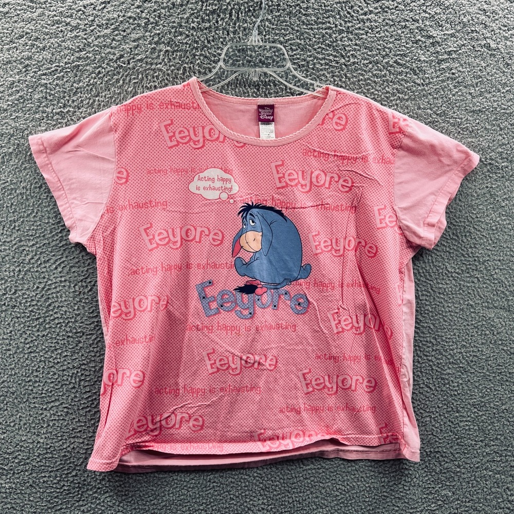 Disney Womens Eeyore Graphic Tee PJ 2X Kawaii Nostalgia Cartoon Lounge Sleepwear